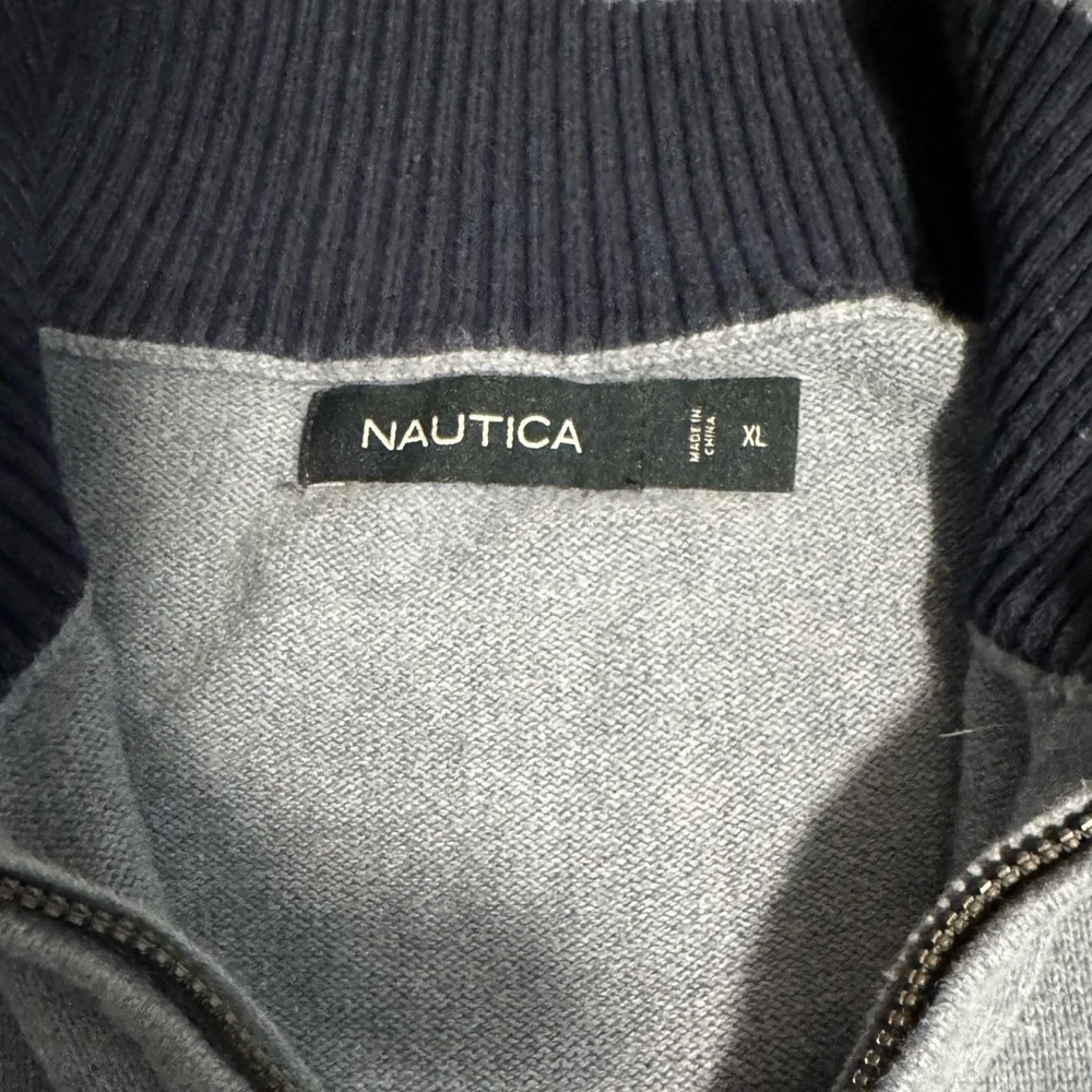 Nautica Men’s XL 1/4 Zip Long Sleeve Heather Blue Sweater